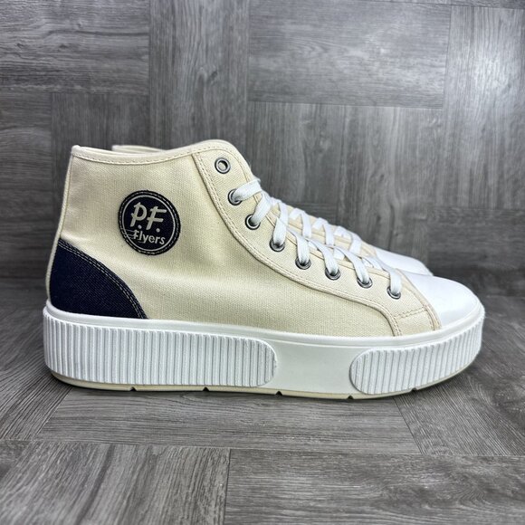PF. Flyers Center Alston Hi Men's 10.5/Women's 12 Ivory Hightop Shoes - Picture 1 of 8